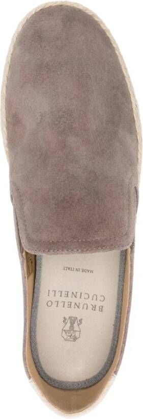 BRUNELLO CUCINELLI Suede Instappers Rubberen Zool Ontwerp Gray Heren