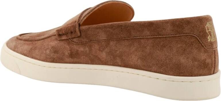 BRUNELLO CUCINELLI Suede Loafer met Logo Print Brown Heren