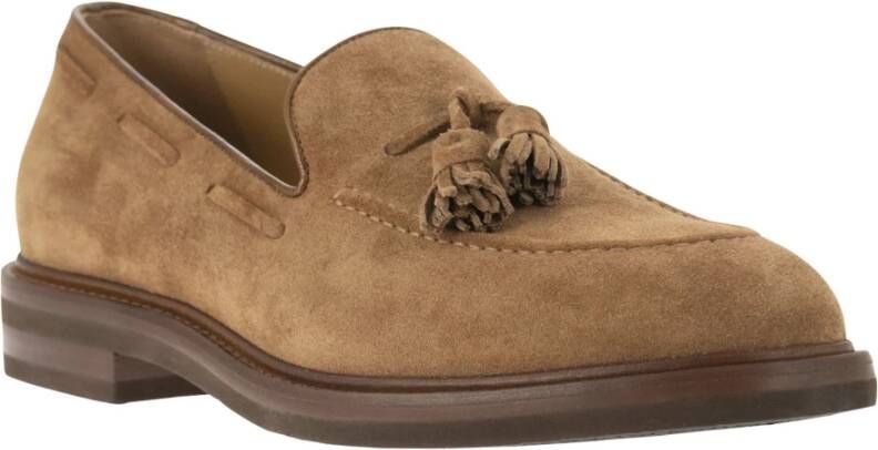 BRUNELLO CUCINELLI Suede Moccasins met Kwastjes Brown Heren