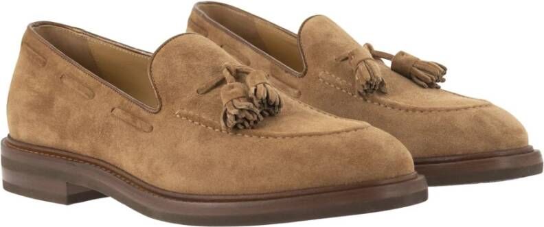 BRUNELLO CUCINELLI Suede Moccasins met Kwastjes Brown Heren