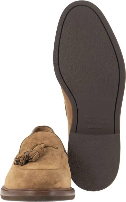 BRUNELLO CUCINELLI Suede Moccasins met Kwastjes Brown Heren