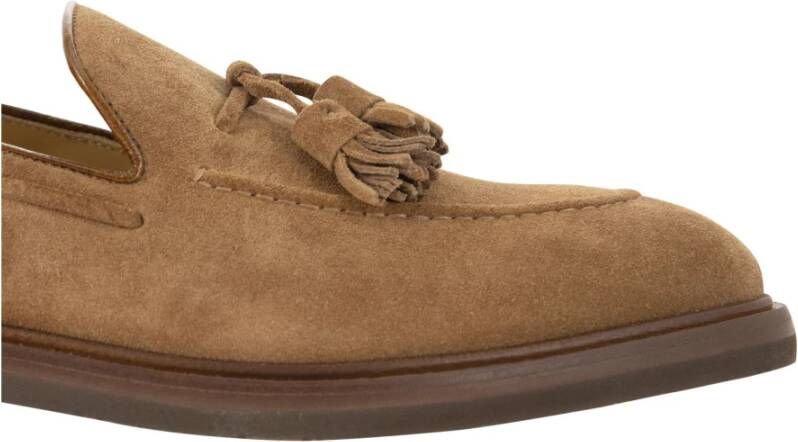 BRUNELLO CUCINELLI Suede Moccasins met Kwastjes Brown Heren