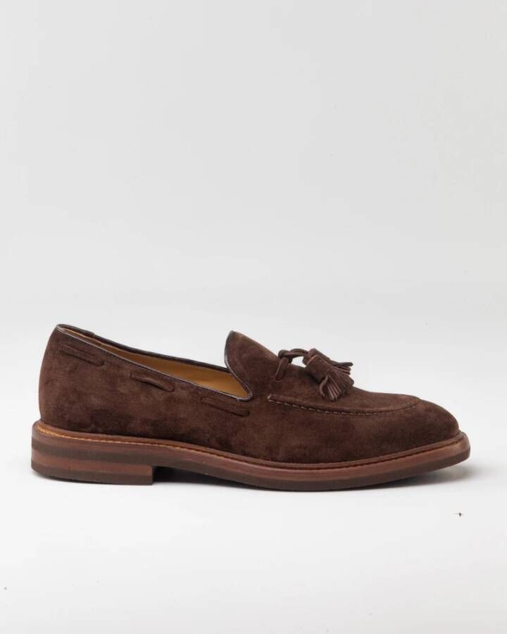 BRUNELLO CUCINELLI Suede Tassel Loafers Brown Heren