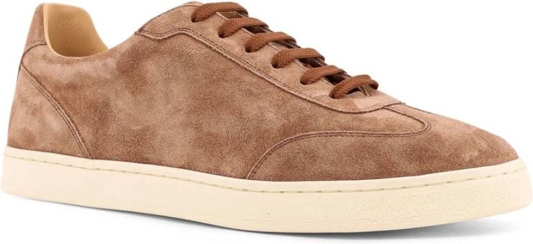 BRUNELLO CUCINELLI Suède Veterschoenen met Logoprint Brown Heren