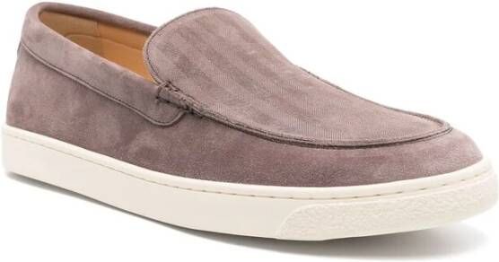 BRUNELLO CUCINELLI Taupe Leren Sneaker met Rubberen Zool Brown Heren