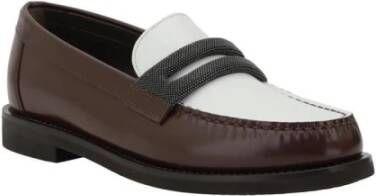 BRUNELLO CUCINELLI Tweekleurige leren loafers met blokhak Multicolor Dames