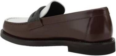 BRUNELLO CUCINELLI Tweekleurige leren loafers met blokhak Multicolor Dames