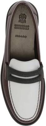 BRUNELLO CUCINELLI Tweekleurige leren loafers met blokhak Multicolor Dames