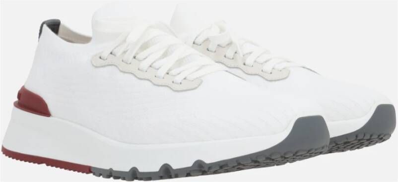 BRUNELLO CUCINELLI Witte Katoenen Low-Top Sneakers White Heren