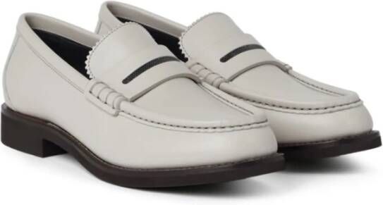 BRUNELLO CUCINELLI Witte Leren Platte Schoenen met Kettingdetail White Dames