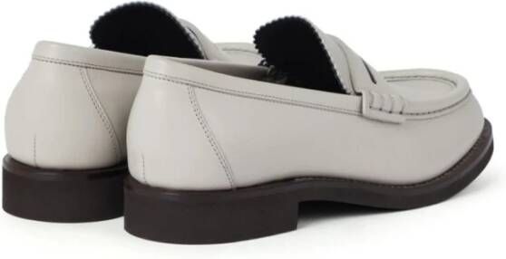 BRUNELLO CUCINELLI Witte Leren Platte Schoenen met Kettingdetail White Dames