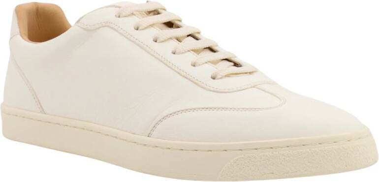 BRUNELLO CUCINELLI Witte Leren Sneakers Veters Italië White Heren