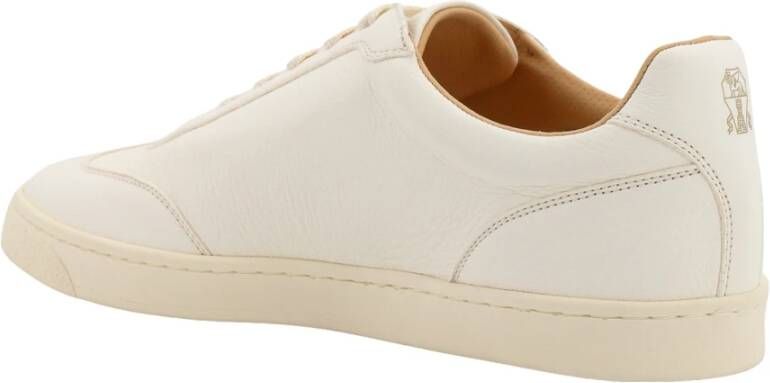 BRUNELLO CUCINELLI Witte Leren Sneakers Veters Italië White Heren