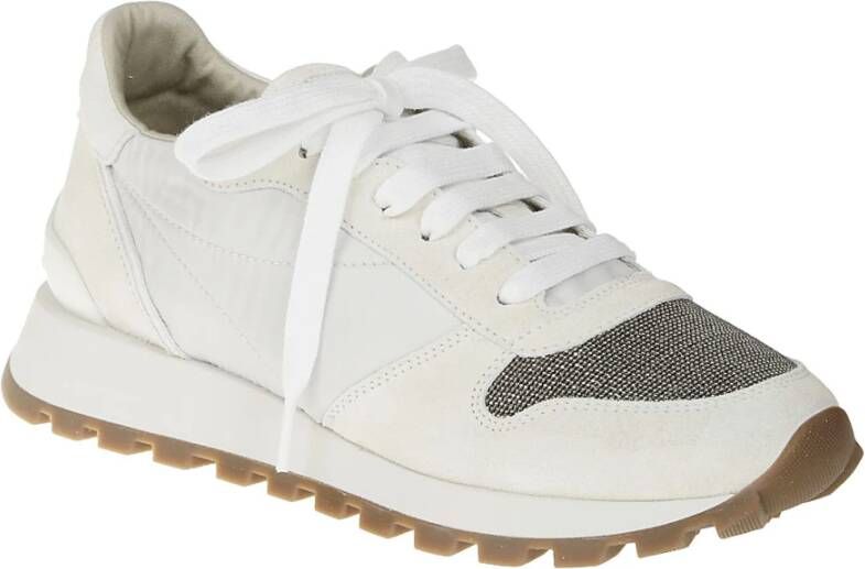 BRUNELLO CUCINELLI Witte platte schoenen met kostbaar detail White Dames