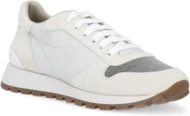 BRUNELLO CUCINELLI Witte Suède Leren Sneakers met Diamond Cut-BR Details White Dames