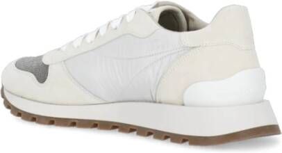 BRUNELLO CUCINELLI Witte Suède Leren Sneakers met Diamond Cut-BR Details White Dames