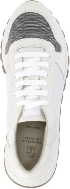 BRUNELLO CUCINELLI Witte Suède Leren Sneakers met Diamond Cut-BR Details White Dames