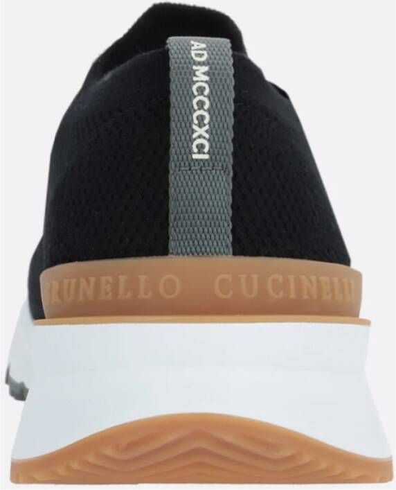 BRUNELLO CUCINELLI Zwarte Katoenen Lage Sneakers Black Heren