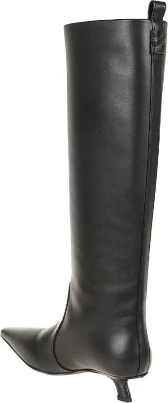 BRUNELLO CUCINELLI Zwarte Leren Enkellaarzen Elegante Stijl Black Dames