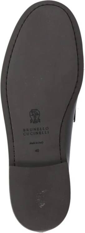 BRUNELLO CUCINELLI Zwarte Leren Loafers met Kwastjes Black Dames