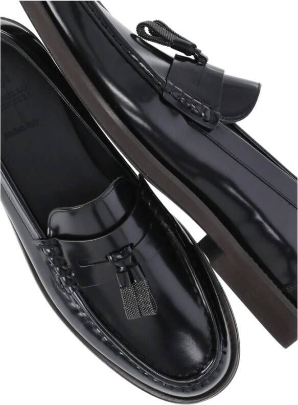 BRUNELLO CUCINELLI Zwarte Leren Loafers met Kwastjes Black Dames