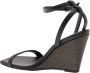 BRUNELLO CUCINELLI Zwarte leren sleehak sandalen met Monili-ketting Black Dames - Thumbnail 3