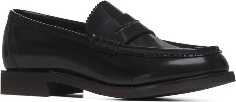 BRUNELLO CUCINELLI Zwarte Penny Loafers met Monili Versiering Black Dames