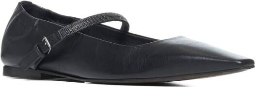 BRUNELLO CUCINELLI Zwarte platte schoenen Elegante stijl Black Dames