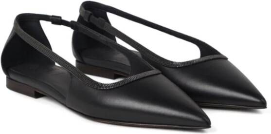 BRUNELLO CUCINELLI Zwarte platte schoenen met kettingdetail Black Dames