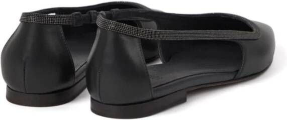 BRUNELLO CUCINELLI Zwarte platte schoenen met kettingdetail Black Dames