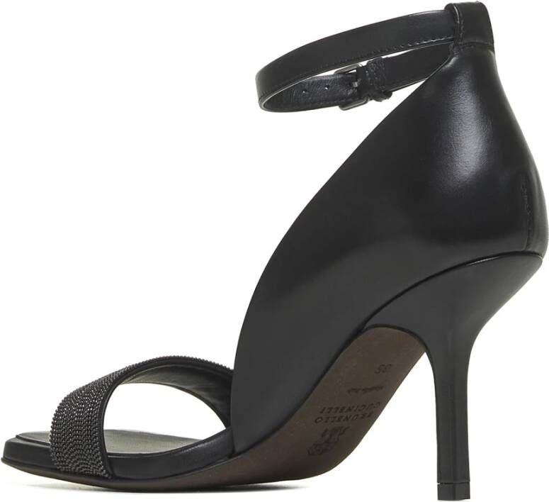 BRUNELLO CUCINELLI Zwarte Sandalen Elegante Stijl Black Dames