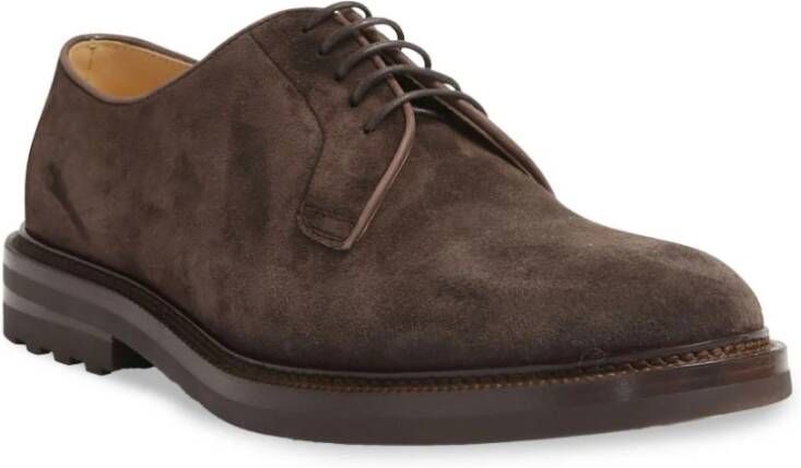 BRUNELLO CUCINELLI Zwarte Veterschoenen voor Mannen Brown Heren