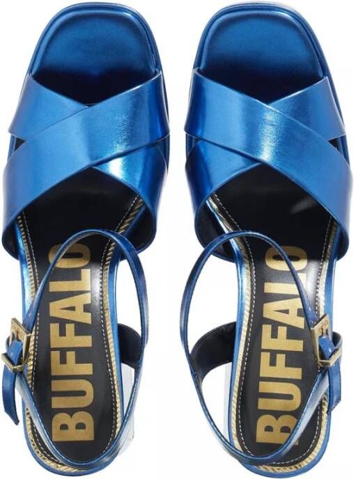 Buffalo Blauwe Metallic Cross Sandalen Blue Dames