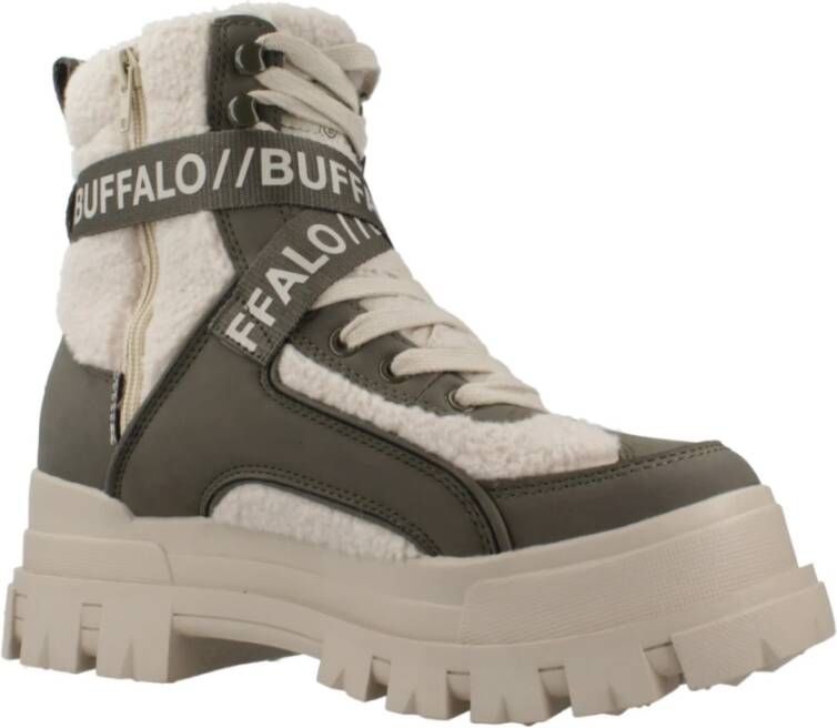 Buffalo Stijlvolle Veterschoenen in Asfalt Green Dames