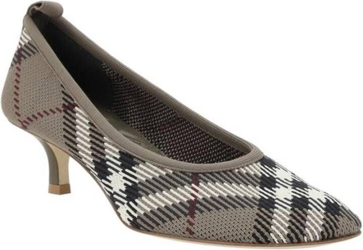 Burberry Asymmetrische Check Pumps met Kitten Heel Multicolor Dames