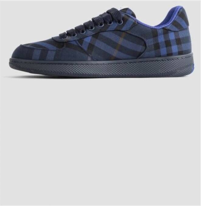 Burberry Blauwe Check Terrace Sneakers Blue Dames