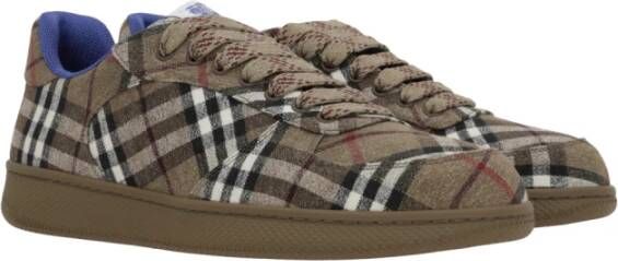 Burberry Canvas Low-Top Sneakers met Check Motif Gray Heren