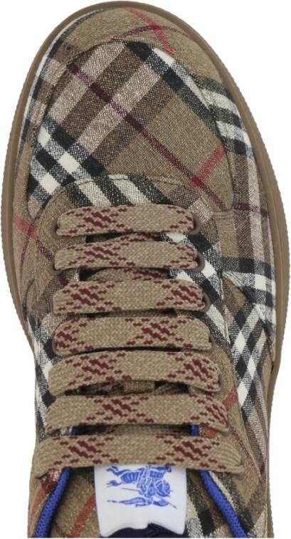 Burberry Canvas Low-Top Sneakers met Check Motif Gray Heren