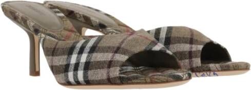 Burberry Canvas muilezelsandalen in taupe ruit Gray Dames