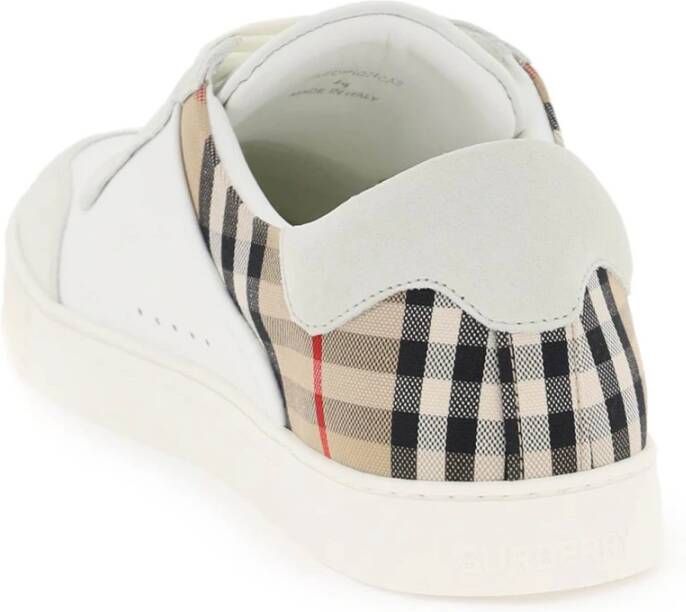 Burberry Check Leren Sneakers White Heren