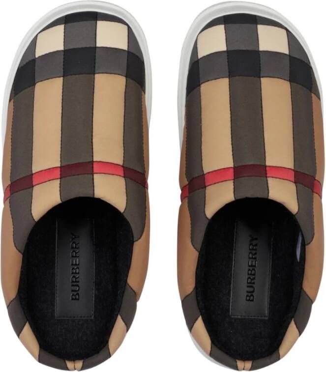 Burberry Check Logo Muilezels Archief Beige Dames