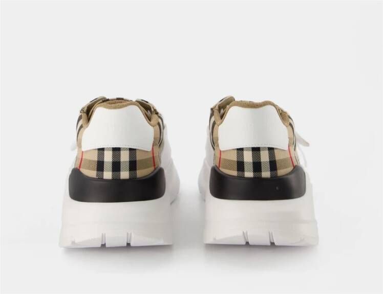 Burberry Chique Check Sneakers Beige Katoen Brown Dames