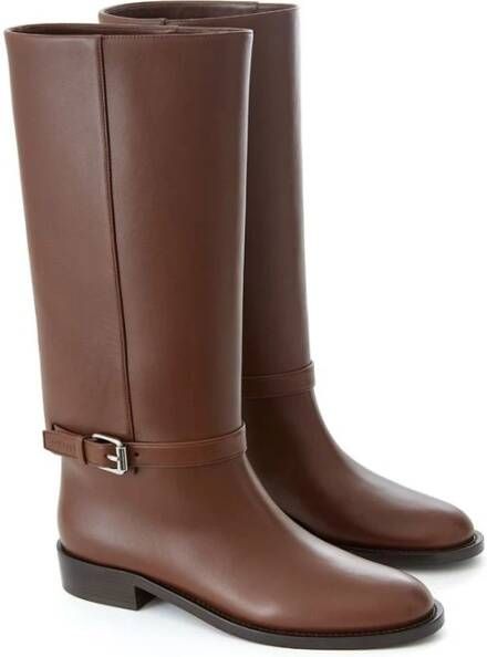 Burberry Elegante Leren Laarzen in Rijk Bruin Brown Dames