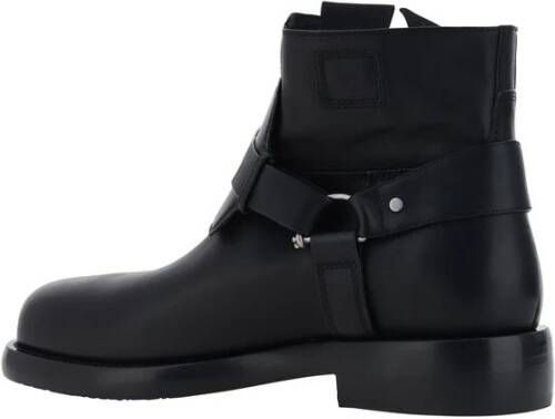 Burberry Equestrian Style Leren Enkellaars Black Heren