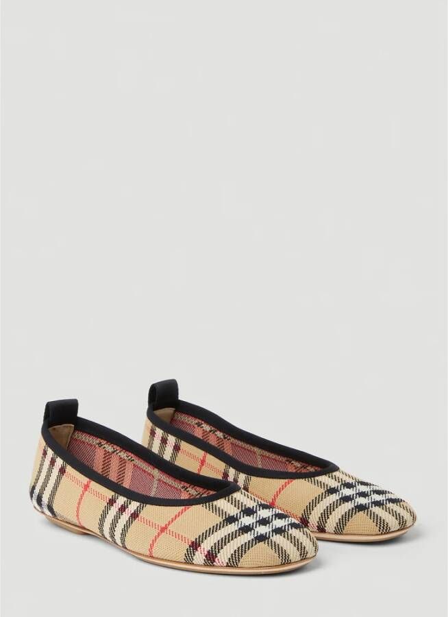 Burberry Gebreide Ballerina Flats met Ruitmotief Beige Dames