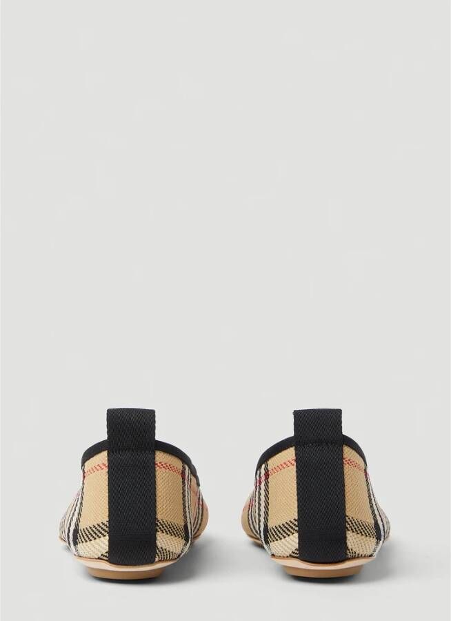 Burberry Gebreide Ballerina Flats met Ruitmotief Beige Dames