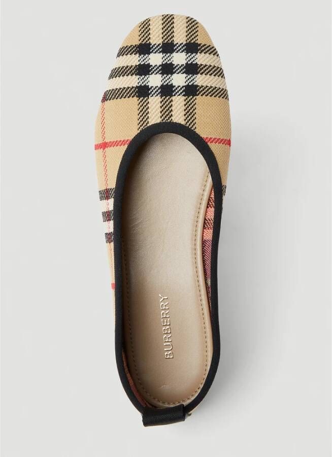 Burberry Gebreide Ballerina Flats met Ruitmotief Beige Dames