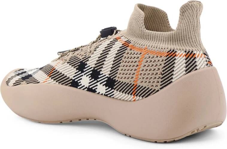 Burberry Gebreide sneakers met ruitmotief en trekkoord Beige Heren