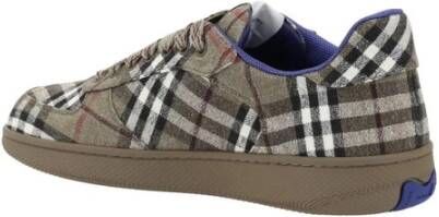 Burberry Geruit Patroon Veterschoenen Platte Zool Brown Heren