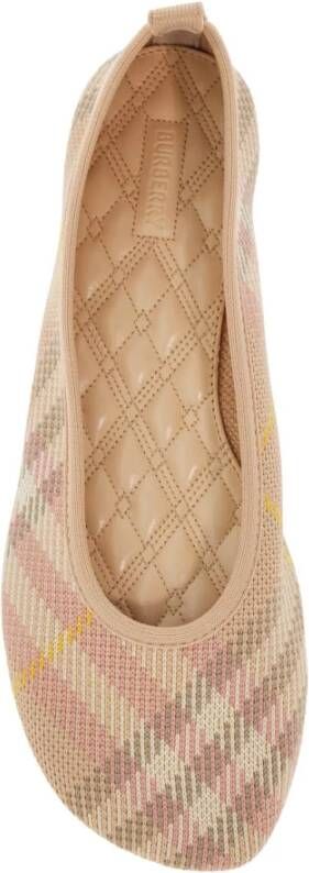 Burberry Geruite Gebreide Ballerina's met Rubberen Zool Beige Dames